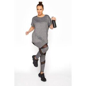 SOLID Gray with Mesh Insert Full Length Leggings Size 8-10 NWT